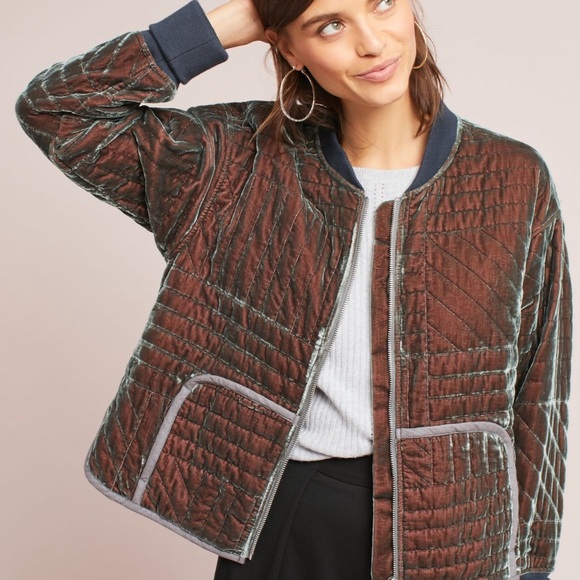 ANTHROPOLIGIE Hei Hei Velvet quilted jacket Sz XS - Picture 8 of 13